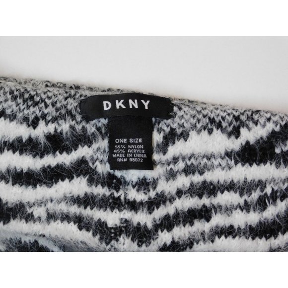 DKNY Fuzzy Animal Print Beanie White/Black (444) - Picture 3 of 4